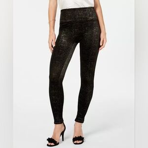 SPANX Women's Velvet Shine Sculpt Leggings In‎ Black And Gold Size S